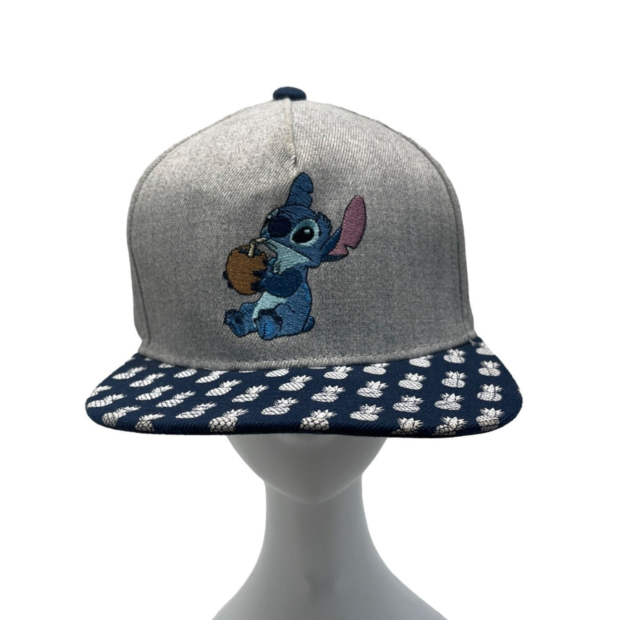 Disney Kid's Grey And Blue Stitch Pineapple Canvas Baseball Cap