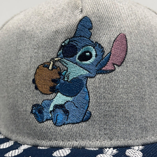 Disney Kid's Grey And Blue Stitch Pineapple Canvas Baseball Cap