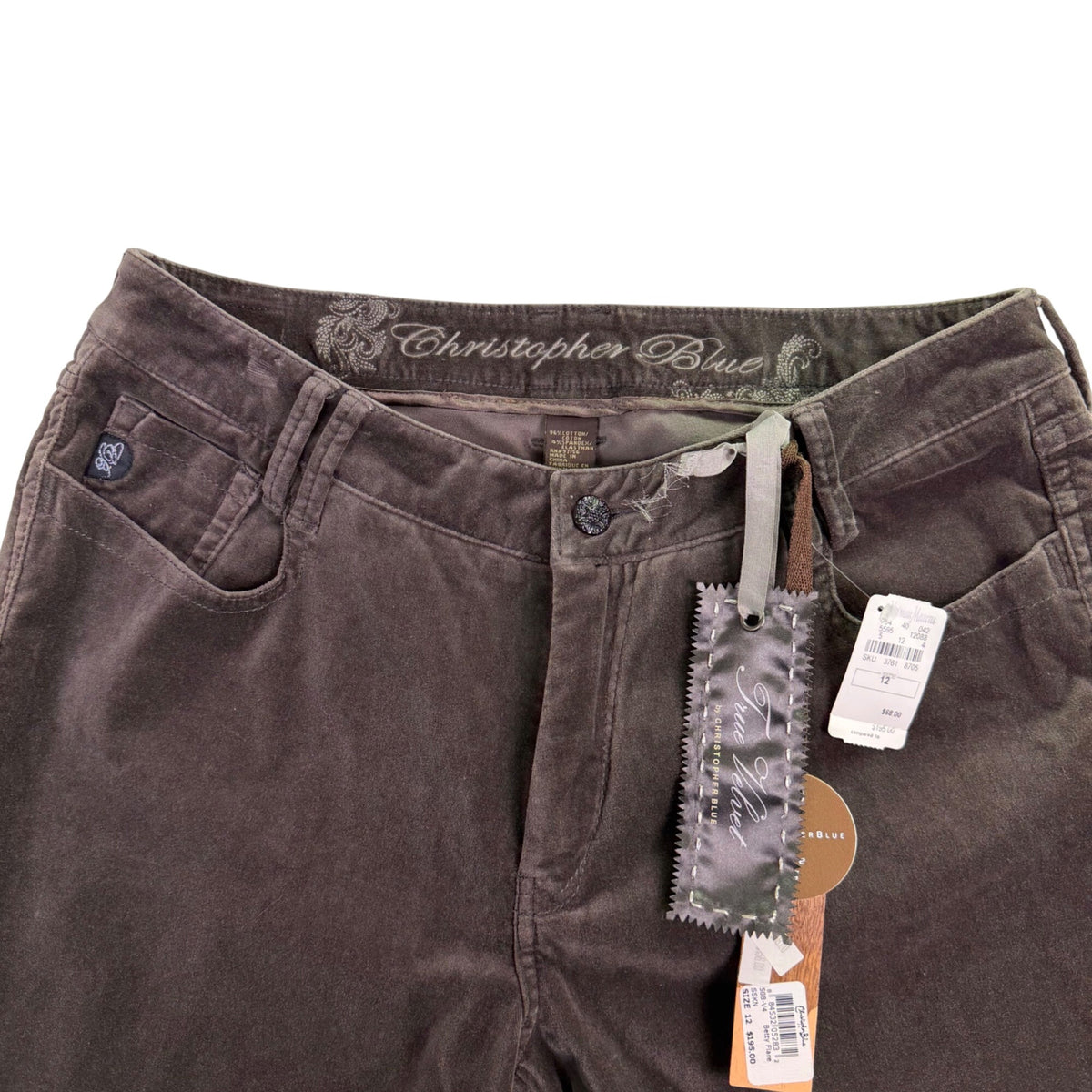 Christopher Blue Womens Brown Velvet Flare Pants Size 12 Comfortable Stretch