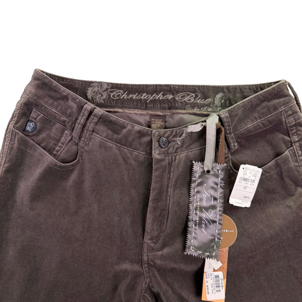 Christopher Blue Womens Brown Velvet Flare Pants Size 12 Comfortable Stretch