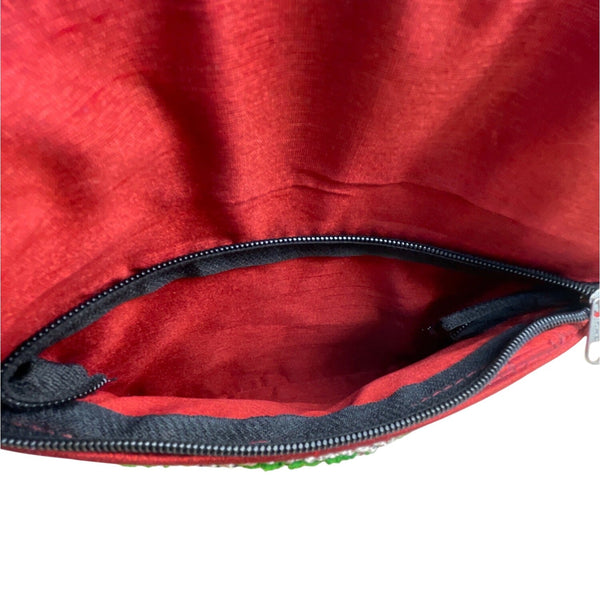 Handmade Embroidered Multicolor Strap Fold-Over Closure Shoulder Crossbody Bag