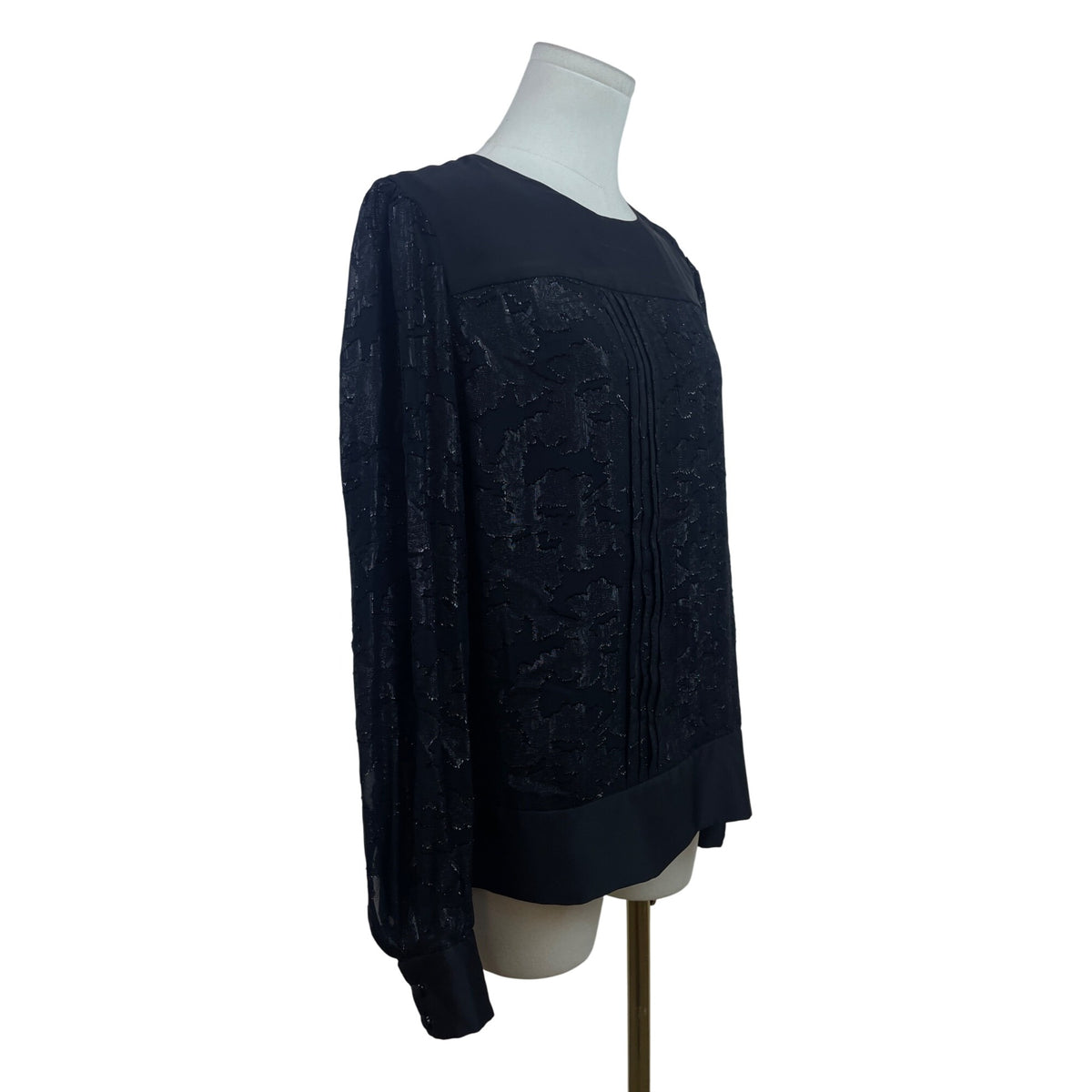 Jones New York Black Long Sleeve Button Shoulder Blouse For Women Sz 8