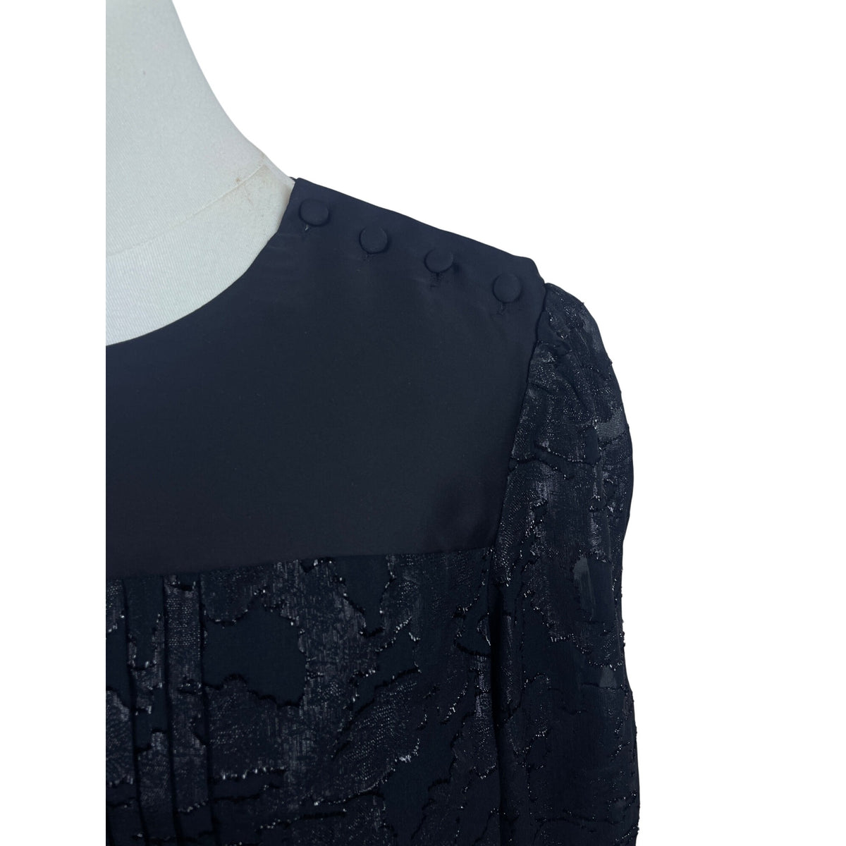 Jones New York Black Long Sleeve Button Shoulder Blouse For Women Sz 8