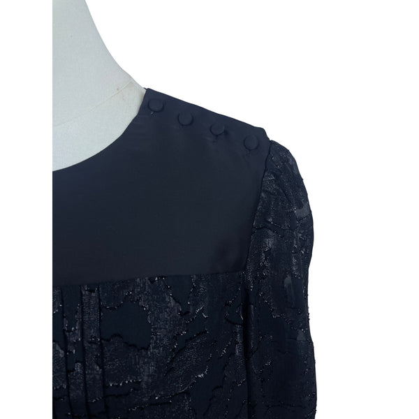 Jones New York Black Long Sleeve Button Shoulder Blouse For Women Sz 8