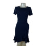 Calvin Klein Women’s Black Polyester Short-Sleeve Ruffle Hem Belted Dress Size 2