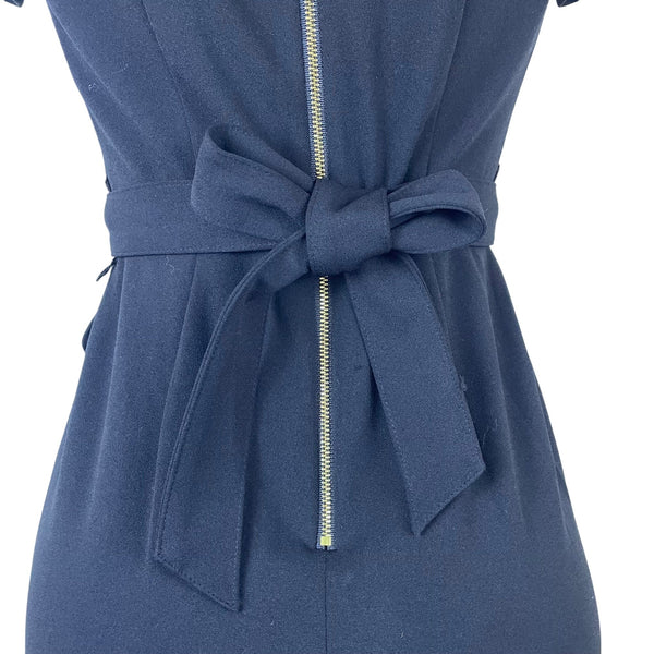 Calvin Klein Women’s Black Polyester Short-Sleeve Ruffle Hem Belted Dress Size 2