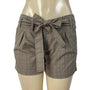 Banana Republic Women's Brown Plaid High-Waisted Shorts With Tie-Belt Sz 6 - New