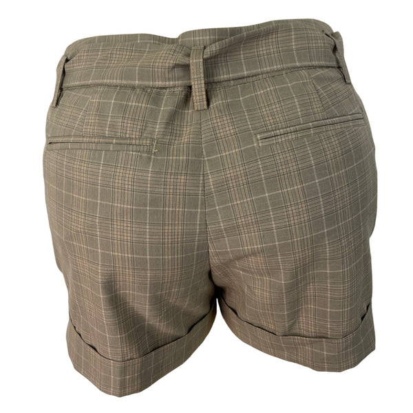 Banana Republic Women's Brown Plaid High-Waisted Shorts With Tie-Belt Sz 6 - New