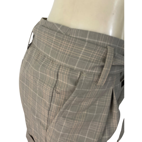 Banana Republic Women's Brown Plaid High-Waisted Shorts With Tie-Belt Sz 6 - New