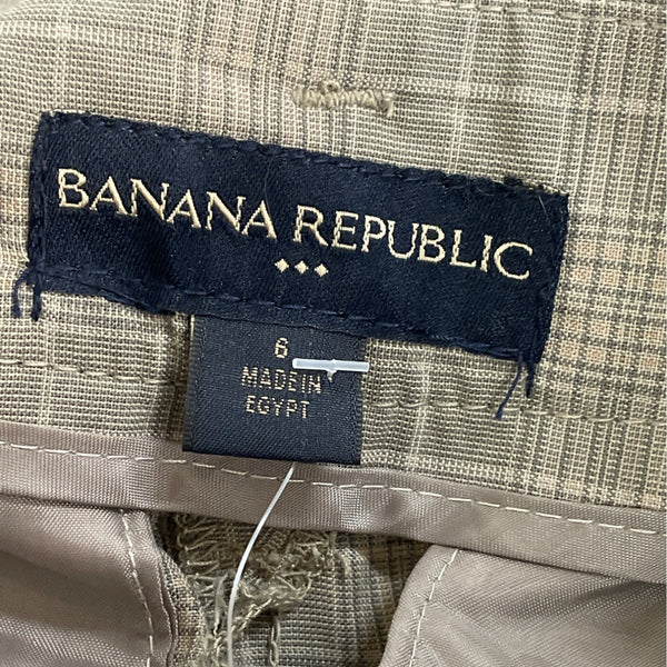 Banana Republic Women's Brown Plaid High-Waisted Shorts With Tie-Belt Sz 6 - New