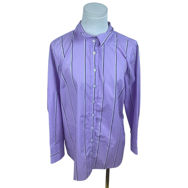 Talbot's Purple Striped Long Sleeve Button Up Shirt With Collar Size LP
