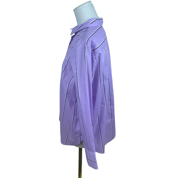Talbot's Purple Striped Long Sleeve Button Up Shirt With Collar Size LP