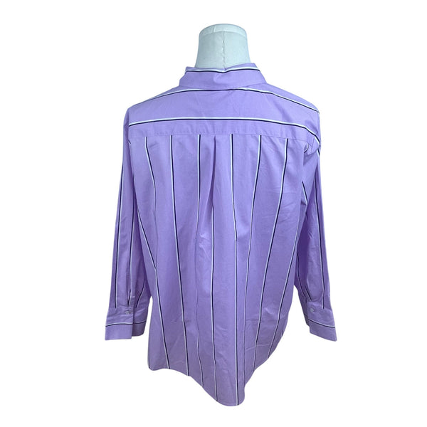Talbot's Purple Striped Long Sleeve Button Up Shirt With Collar Size LP