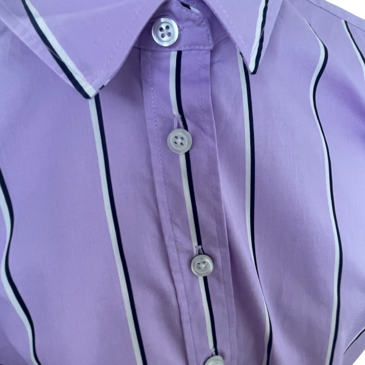 Talbot's Purple Striped Long Sleeve Button Up Shirt With Collar Size LP