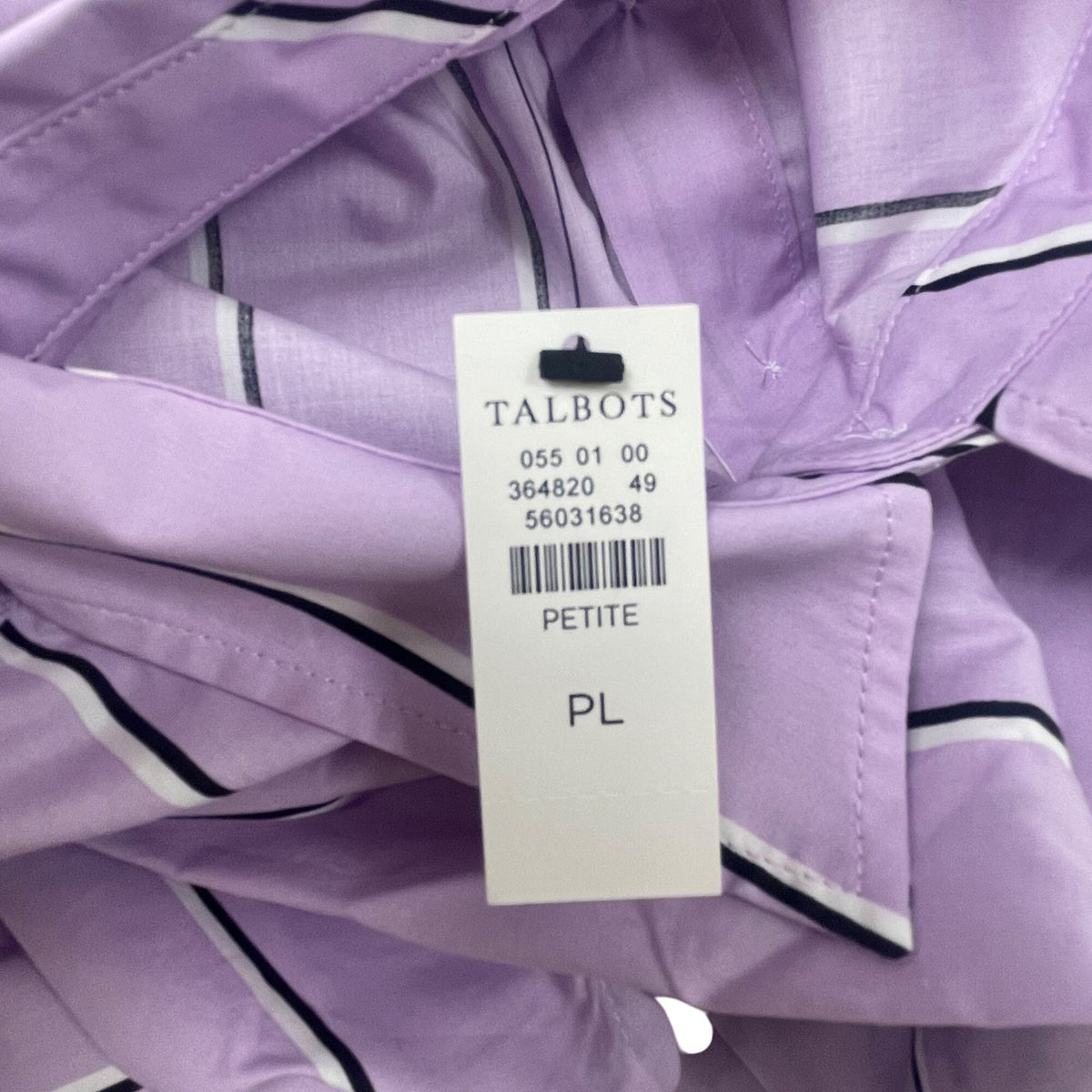 Talbot's Purple Striped Long Sleeve Button Up Shirt With Collar Size LP