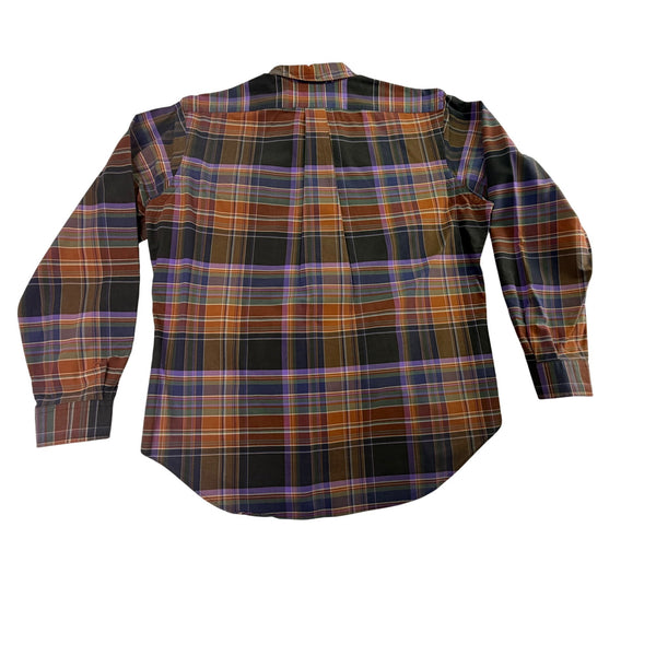 Vintage Ralph Lauren  Multicolor Cotton Button-Up Long-Sleeve Plaid Shirt Sz L