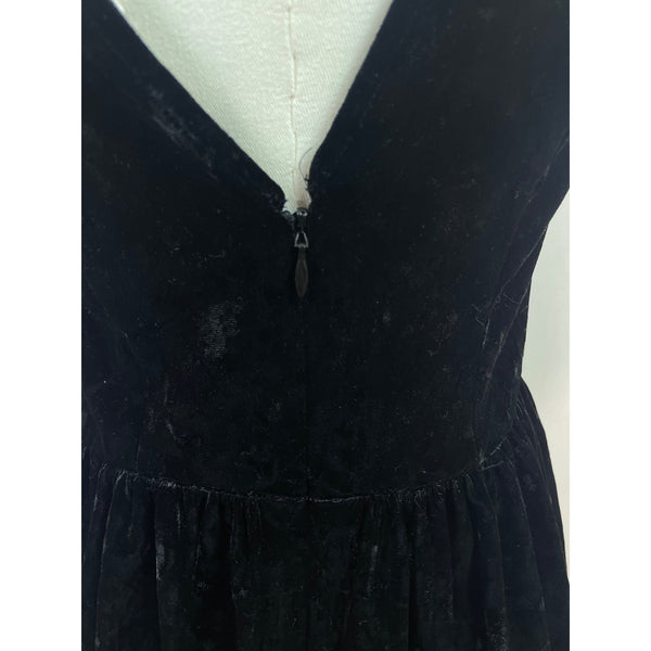 BCBGeneration Black Velvet Sleeveless Peplum Top V-Neck Womens Size S