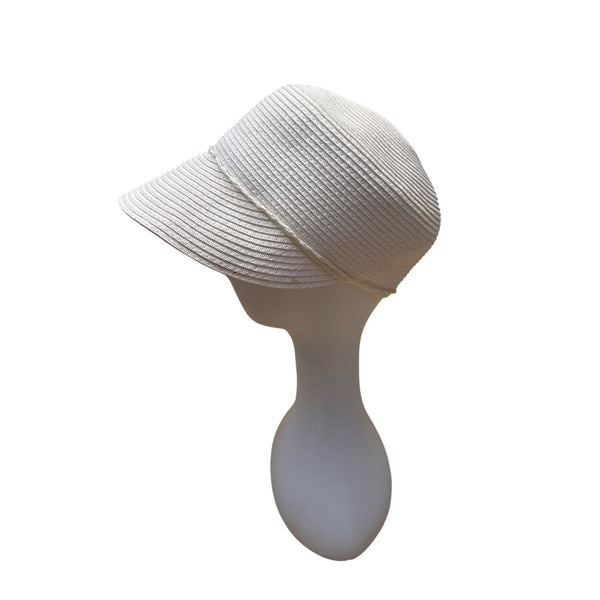 Preston & York Womens White Woven Cloche Hat With Decorative Bow Accent