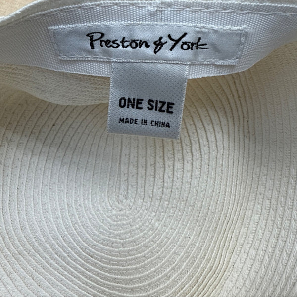 Preston & York Womens White Woven Cloche Hat With Decorative Bow Accent