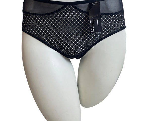 Felina Black Mesh High-Waist Panties Comfortable & Stylish Lingerie Sz S- NEW