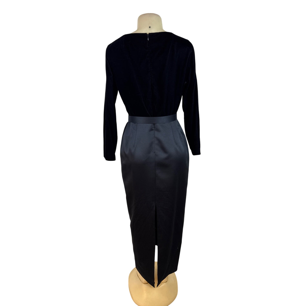 JS Collections Women’s Black Velvet Formal Midi Dress With Bow Detail Sz 10