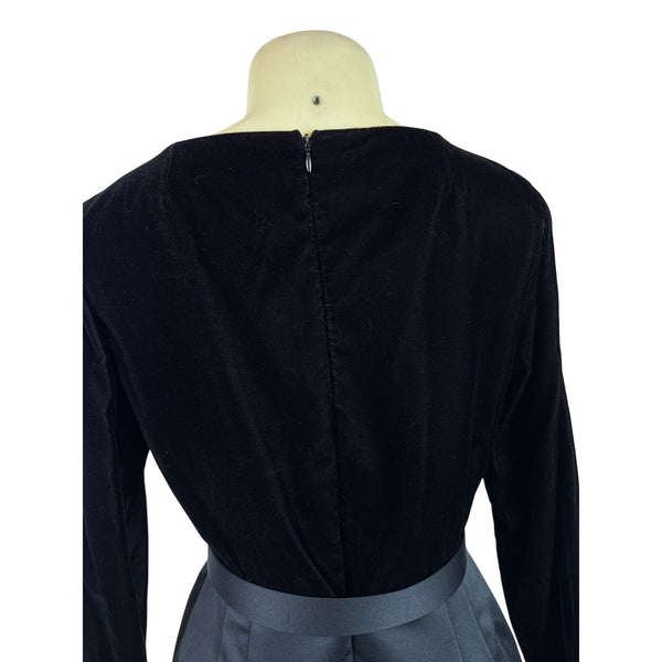 JS Collections Women’s Black Velvet Formal Midi Dress With Bow Detail Sz 10