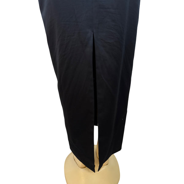 JS Collections Women’s Black Velvet Formal Midi Dress With Bow Detail Sz 10