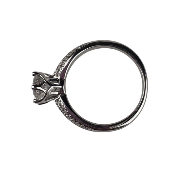 Sterling Silver White Moissanite Engagement Ring Lab-Cert Solitaire Stone Sz 7