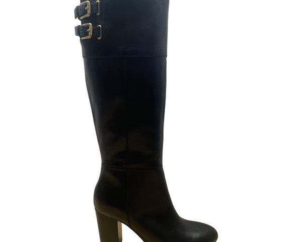 Isolá Womens Black Leather Buckle Accents Heel Cerelia Knee-High Boots Sz 7M