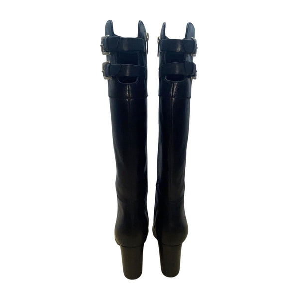 Isolá Womens Black Leather Buckle Accents Heel Cerelia Knee-High Boots Sz 7M