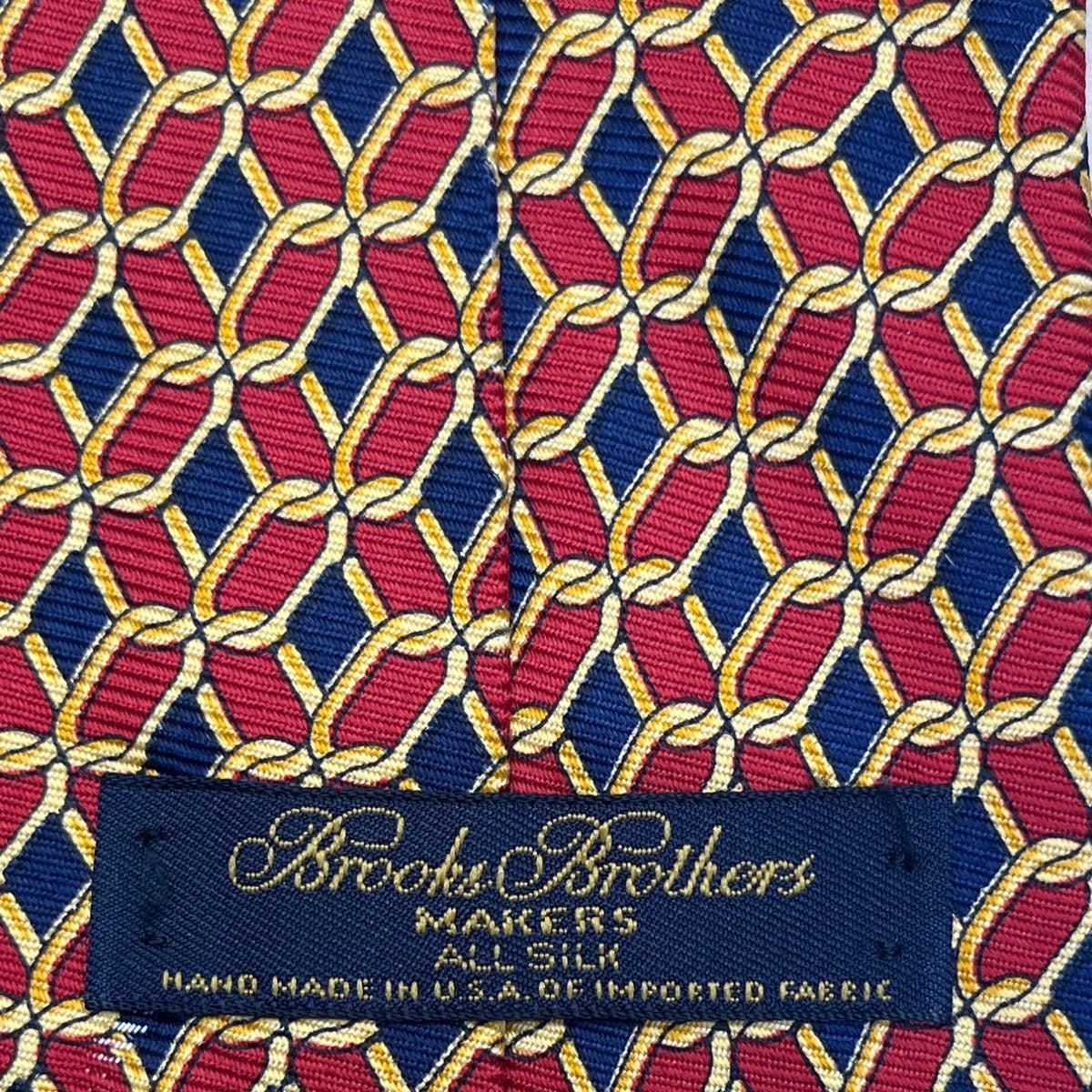 Vintage Brooks Brothers Mens Red/Blue Silk Geometric Print Tie 57"  USA Stylish