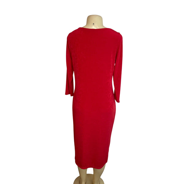Chicos Womens Red Cutout Sleeve Midi Long Sleeve Dress Size 8/10 - New
