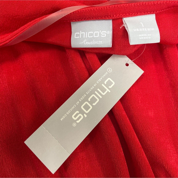 Chicos Womens Red Cutout Sleeve Midi Long Sleeve Dress Size 8/10 - New