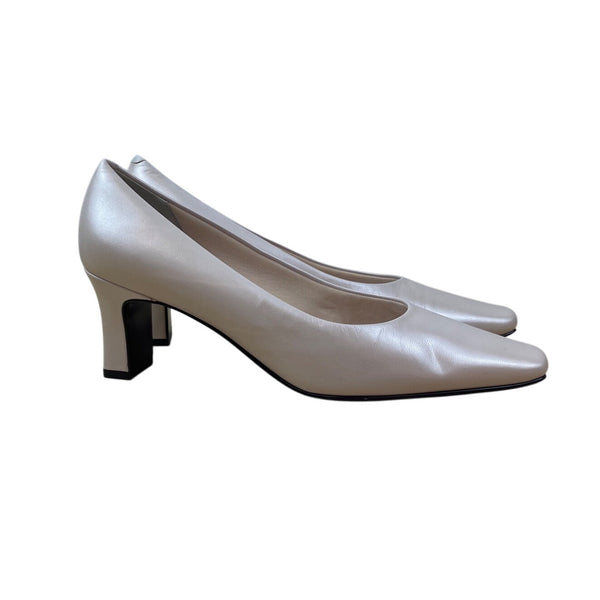Nordstrom Women’s Rose Leather Block Heel Square Toe Glide Pumps Size 10M