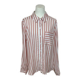 Indigo Rose Striped Button-Down Long Sleeve Shirt With Pocket Sz PXL - New
