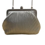 Vintage Women’s Silver Pleated Metal Frame With Chain Strap Crossbody Bag Sz S