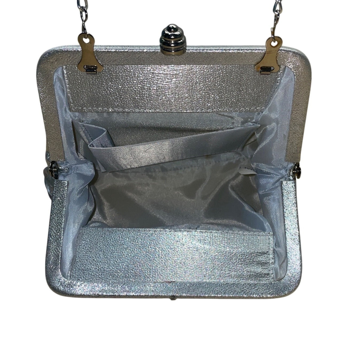 Vintage Women’s Silver Pleated Metal Frame With Chain Strap Crossbody Bag Sz S