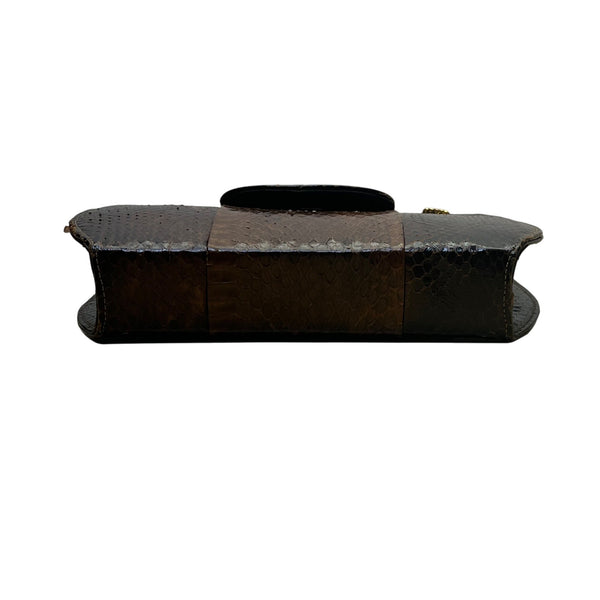 Vintage Sterling Women’s Brown Genuine Cobra Skin Gold Chain Strap Shoulder Bag