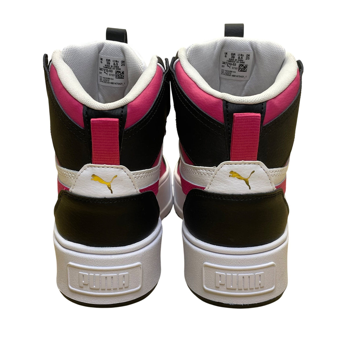 Puma Women’s White Black Pink High-Top Lace-Up Platform Sneakers Size 8.5