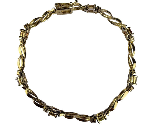Sterling Silver 925 FAS Multi Stone Gold Accent Bracelet Vintage Elegant Jewelry