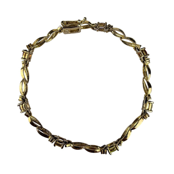 Sterling Silver 925 FAS Multi Stone Gold Accent Bracelet Vintage Elegant Jewelry