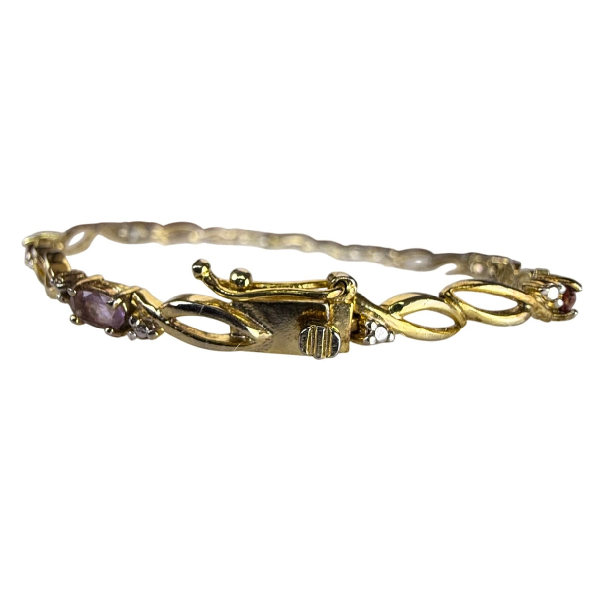 Sterling Silver 925 FAS Multi Stone Gold Accent Bracelet Vintage Elegant Jewelry