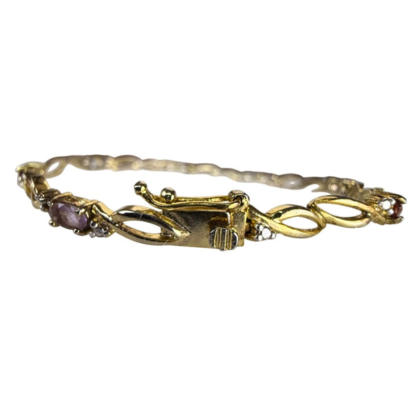 Sterling Silver 925 FAS Multi Stone Gold Accent Bracelet Vintage Elegant Jewelry