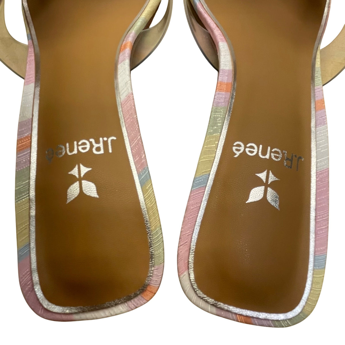 J.Renéé Womens Clear/Pastel Multi Fabric Vinyl Seashell Slide Sandals Size 7M