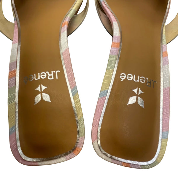J.Renéé Womens Clear/Pastel Multi Fabric Vinyl Seashell Slide Sandals Size 7M