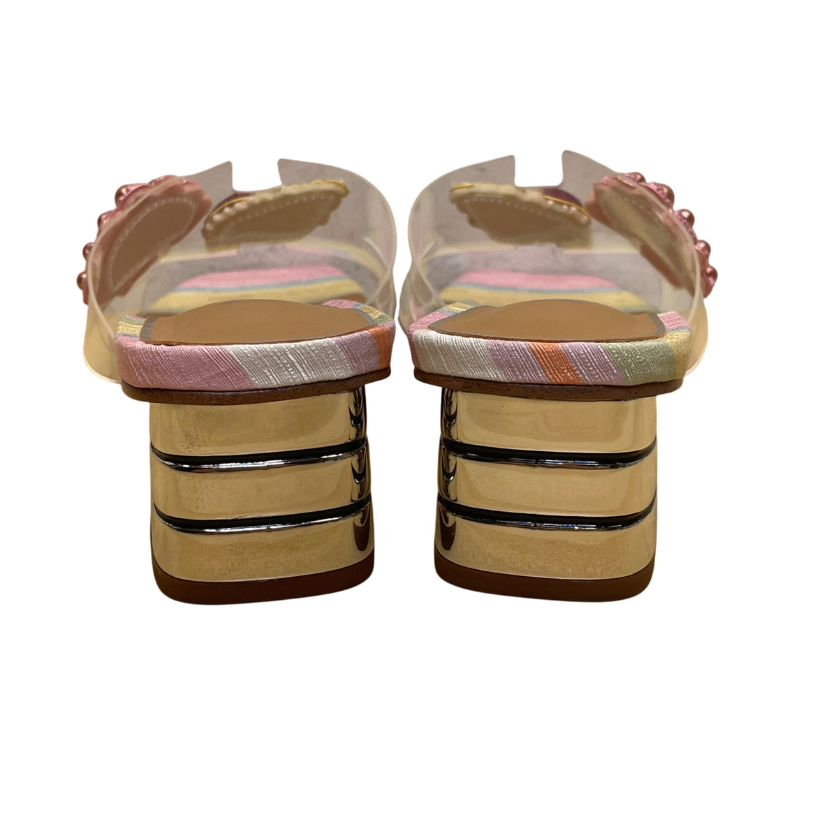 J.Renéé Womens Clear/Pastel Multi Fabric Vinyl Seashell Slide Sandals Size 7M