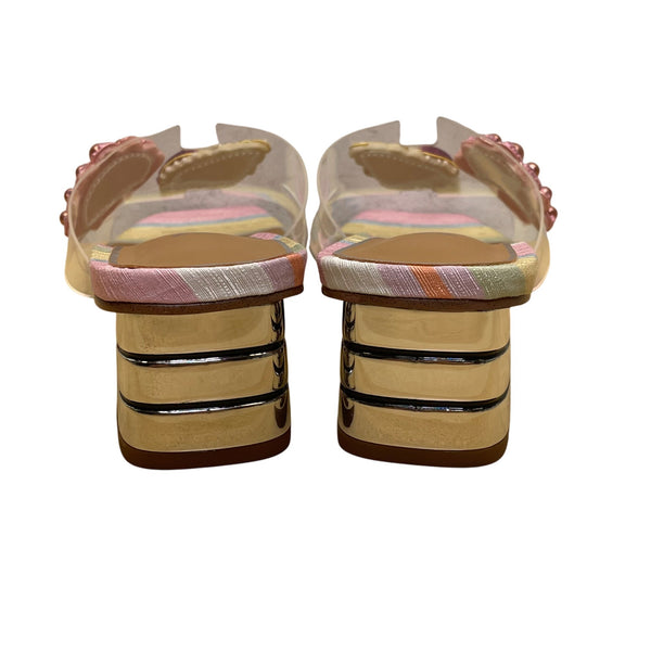J.Renéé Womens Clear/Pastel Multi Fabric Vinyl Seashell Slide Sandals Size 7M