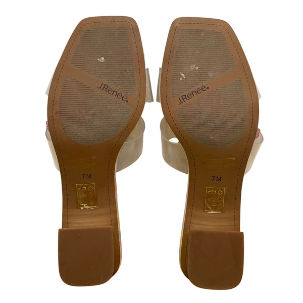 J.Renéé Womens Clear/Pastel Multi Fabric Vinyl Seashell Slide Sandals Size 7M