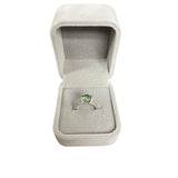 White Gold Tone Women’s Oval Cut Multicolor Gemstone Ring Sz 6