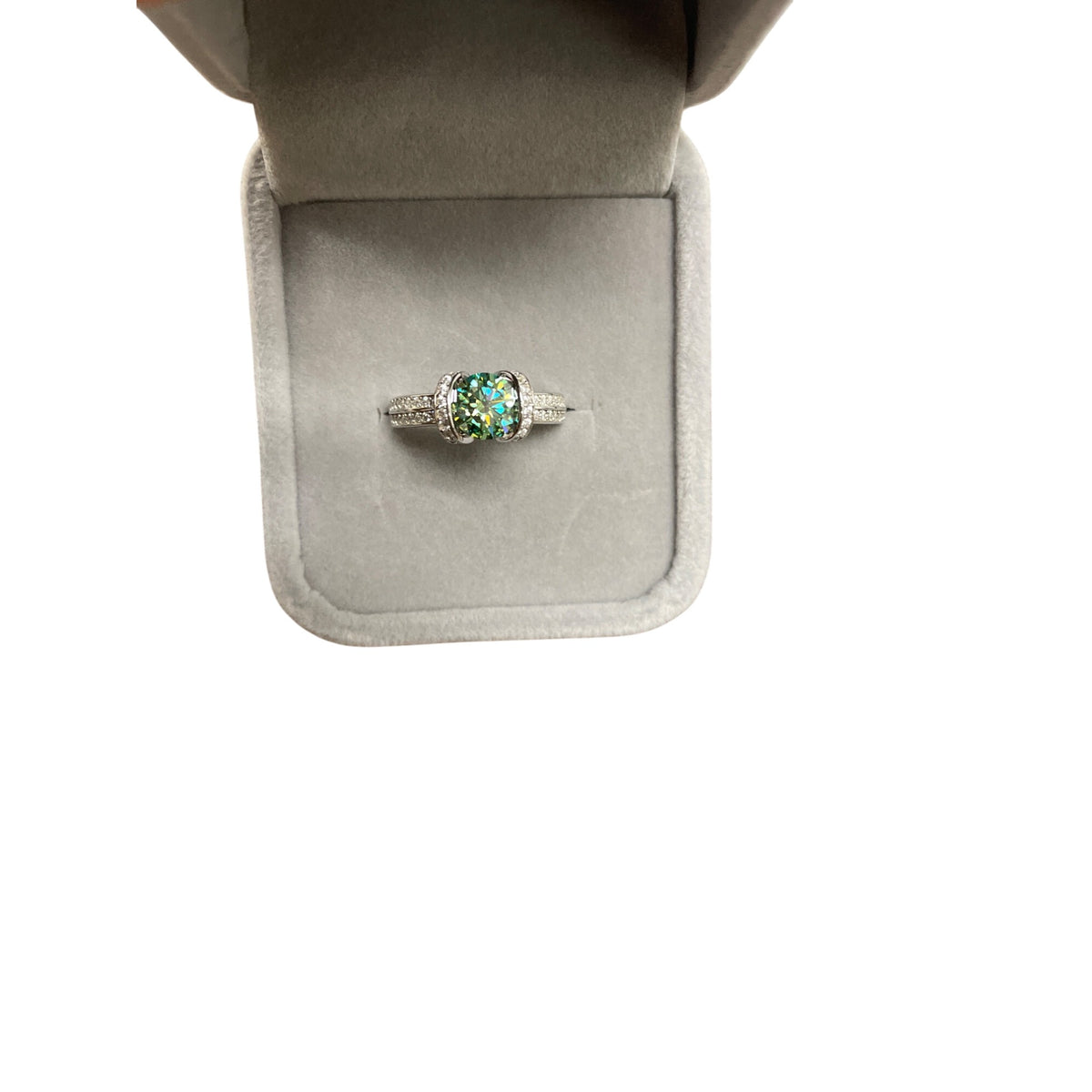 White Gold Tone Women’s Oval Cut Multicolor Gemstone Ring Sz 6